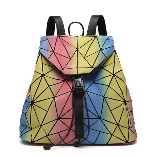 Rainbow Backpack Geometric Lattice Laser Bag Fashion Noctilucent