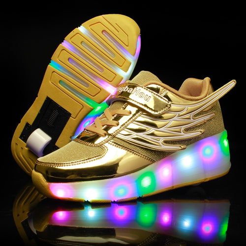 Roller Skate LED Light Shoes For Children Kids Sneakers With Wheels One wheels